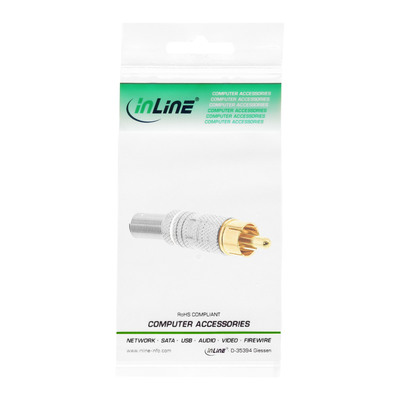 InLine® Cinchstecker Lötversion, Metall silber, Ring weiß, für 6mm Kabel (Produktbild 3)