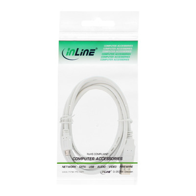 InLine® Micro-USB 2.0 Kabel, USB-A Stecker an Micro-B Stecker, weiß, 1,5m (Produktbild 3)