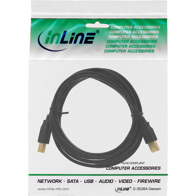 InLine® USB 2.0 Kabel, A an B, schwarz, 0,5m (Produktbild 2)