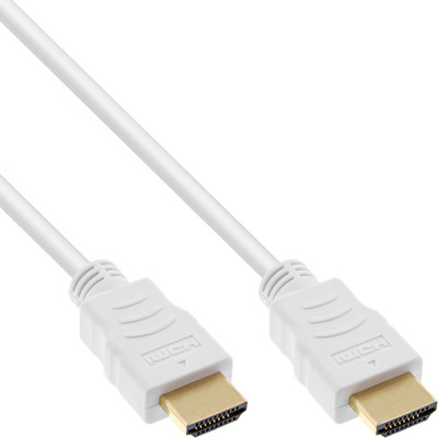 InLine® HDMI-High Speed Kabel mit Eth., Premium, ST / ST, weiß / gold, 1,5m