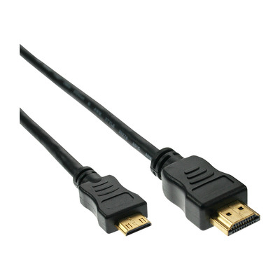 InLine® High Speed HDMI® Mini Kabel, Stecker A auf C, verg. Kont., schwarz, 0,3m