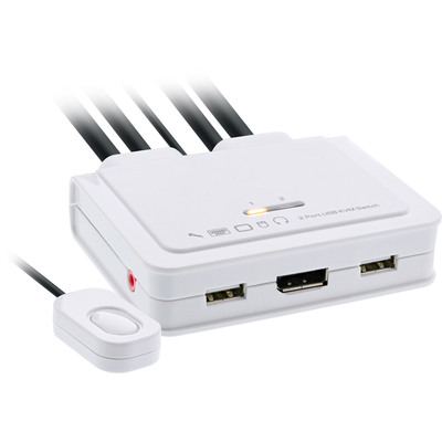 InLine® KVM Switch, 2-fach, USB-C zu DisplayPort 1.2, 4K, Audio, integr. Kabel (Produktbild 1)