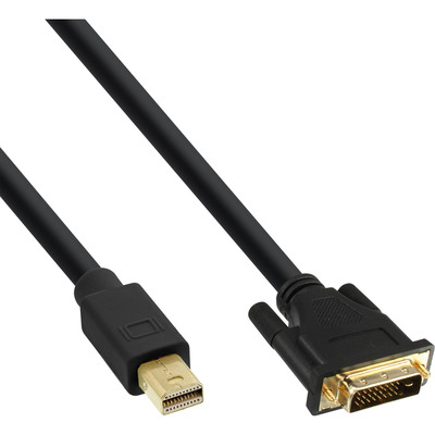 InLine® Mini DisplayPort zu DVI Kabel, Mini DisplayPort Stecker auf DVI-D 24+1 Stecker, schwarz/gold, 3m