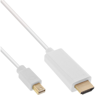 InLine® Mini DisplayPort zu HDMI Konverter Kabel, weiß, 0,5m, 4K2K, mit Audio