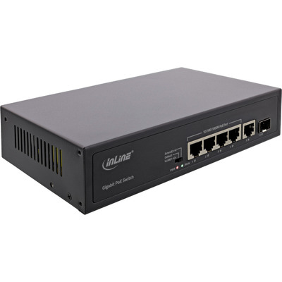 InLine® PoE+ Gigabit Netzwerk Switch 5 Port (4x PoE+), 1xSFP, 1Gb/s, Desktop (Produktbild 1)