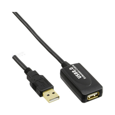 InLine® USB 2.0 Aktiv-Verlängerung, mit Signalverstärkung Repeater, Stecker A an Buchse A, 10m