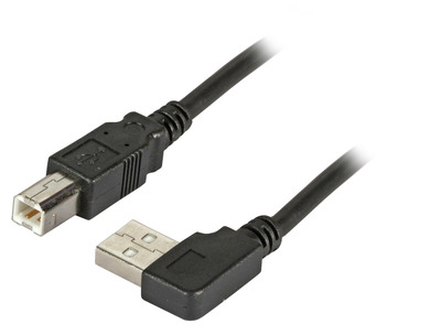 USB2.0 Anschlusskabel A (gewinkelt) - B -- St.-St., 1,8m, schwarz, Classic